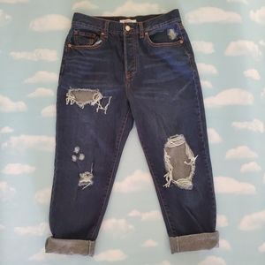 Forever 21 Distressed Baggy Women's Buttonfly Jeans